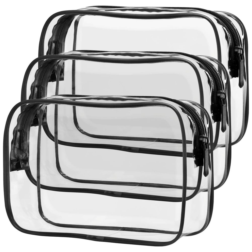 Clear Makeup Bags - 3 Pack Quart Size Travel Bag Tsa Approved Travel For😝